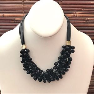 Black Glass Multi Strand Choker Necklace - image 1